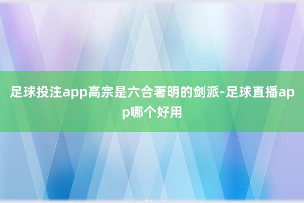 足球投注app高宗是六合著明的剑派-足球直播app哪个好用