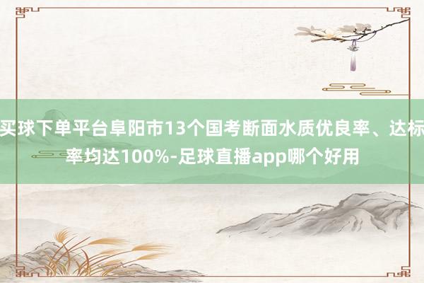 买球下单平台阜阳市13个国考断面水质优良率、达标率均达100%-足球直播app哪个好用