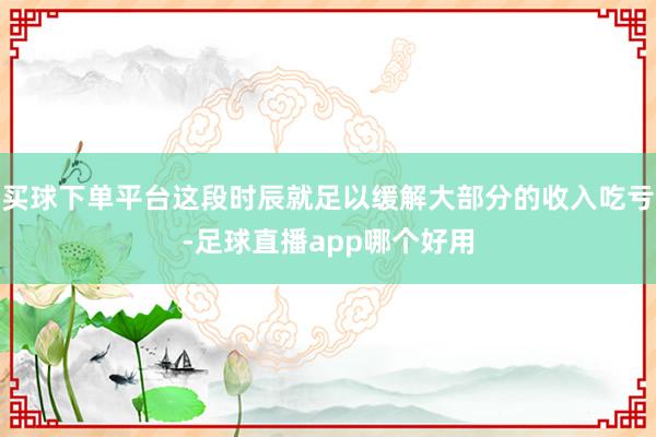 买球下单平台这段时辰就足以缓解大部分的收入吃亏-足球直播app哪个好用