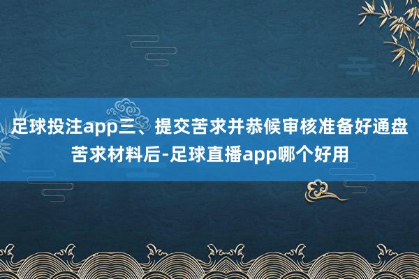 足球投注app三、提交苦求并恭候审核准备好通盘苦求材料后-足球直播app哪个好用